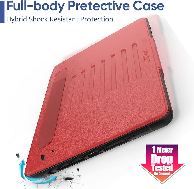 SEYMAC stock Case for iPad 9th/8th/7th Generation 10.2'', Strong Magnetic Auto Sleep Shockproof Case with Absorbing Multi-Angles Stand, Pen Holder, Card Slot (Red)