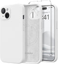 Magnetic for iPhone 14 Case, Compatible with MagSafe, [Full Camera Protection][Screen Protector] Silicone Shockproof Protective Phone Case for iPhone 14 6.1 inch, White