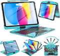 SIBEITU Keyboard Case for iPad A16 11th Gen 11" 2025 & 10th Gen 10.9" 2022, Clear Wireless Keyboard Protective Cover with Multi-Touch Trackpad, 7-Color Backlight & 3-Brightness, 360 Rotatable, Blue