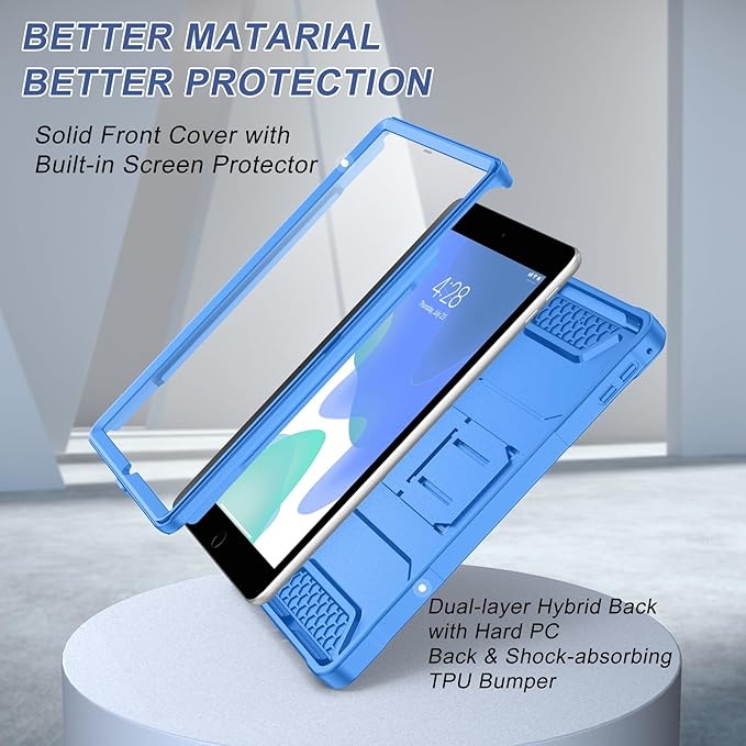 Soke Case for iPad 6th/5th Generation 9.7 Inch 2018/2017,with Built-in Screen Protector and Kickstand, Rugged Full-Body Heavy Duty Protective Cover for Apple iPad Air 2 /Pro 9.7 - Blue