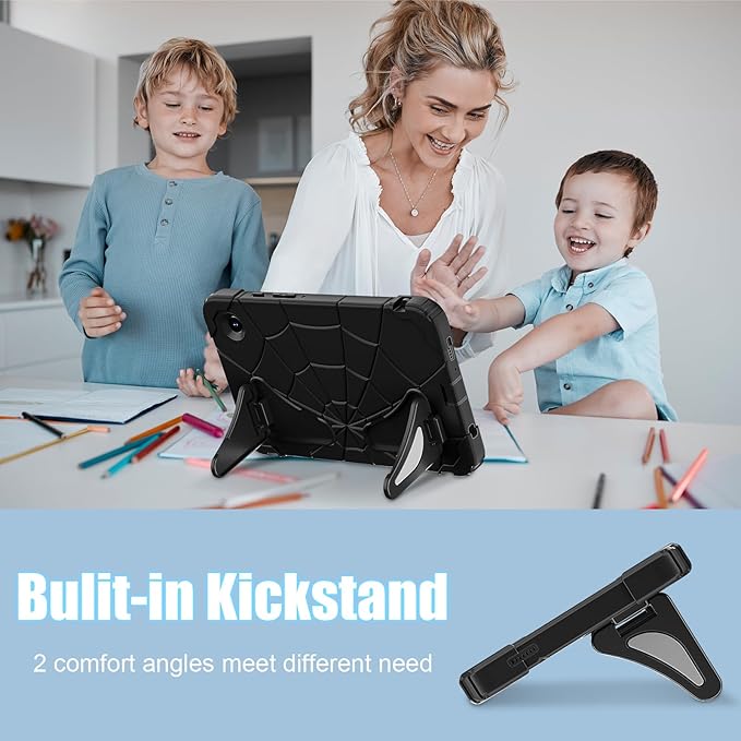 AKABEILA Compatible with Samsung Galaxy Tab A11 2025 8.7 inch Tablet Case，Lightweight Shockproof Rugged Protective Cover with Kickstand for Kids Children Boys Babies Black