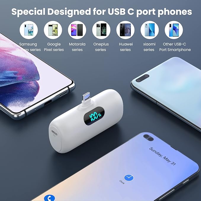 [2-Pack]Portable Charger for iPhone 17/16/15,Mini Power Bank 5500mAh PD USB C Portable Phone Charger,Travel Essential Battery Pack for iPhone 17/17 Air/16/16 pro/15/15 pro Max/Android/Samsung/Moto/LG