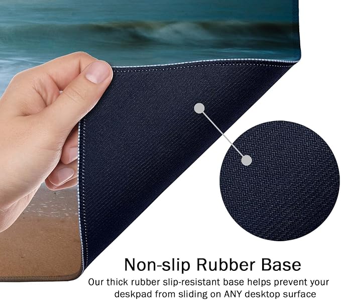 SSOIU Extended Gaming Mouse Pad - Non-Slip Water-Resistant Rubber Base Computer Keyboard Mouse Mat, 35.5 x 15.7-inch XX-Large Desk Mat, Ideal Partner for Work & Game, Turtle Shore