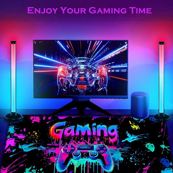 Gaming Mouse Pad, X-Large Waterproof Blacklight Colorful Splatter Art Game Controller Non-Slip Rubber Base Mousemat, Glow in The Dark Desk Mat for Office Home - 31.5 x 11.8 inches