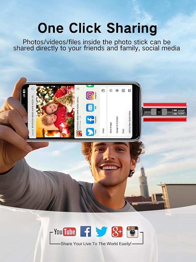 EATOP 512GB Flash Drive Intended for Phone Tablet Androidphone and Computers, 4 in 1 Photo Stick for Phone Memory Storage Easily Backup Photos Videos, Plug and Play, No App Required (Red)