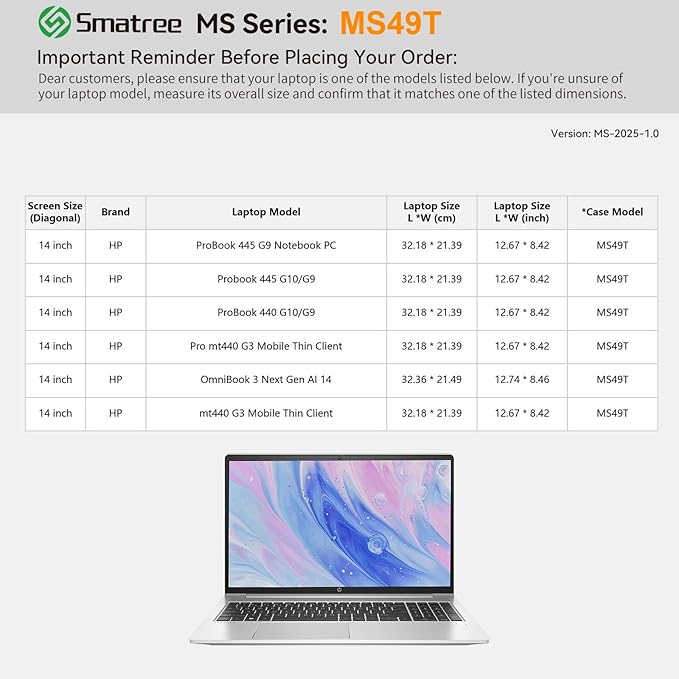 Smatree MS49T Hard EVA Protective Sleeve Case with Stand Compatible for 14 inch HP OmniBook 3 Next Gen AI 14, for HP ProBook 440/445 G10/G9, for 14inch Pro mt440 G3 Mobile Thin Client Laptop