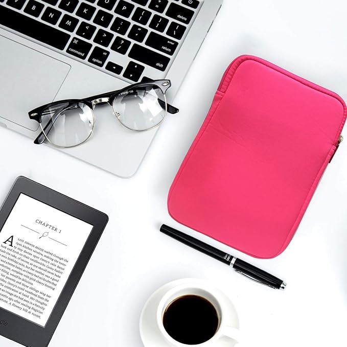 7-8 Inch Tablet Carrying Sleeve Bag, Protective Neoprene Zipper Case Cover for New iPad Mini 5th Generation 7.9" 2019, iPad Mini 5 4 3 2 1, Galaxy Tab A 8.0 2018, NeuTab 7" - Magenta