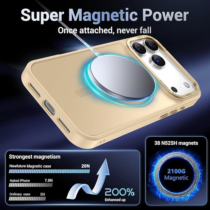Newfuture Magnetic for iPhone 17 Pro Case [Compatible with Magsafe] [Military Grade Drop Protection] Translucent Matte Anti-Scratch Shockproof Protective Phone Cover 6.3 Inch, Creamy Yellow