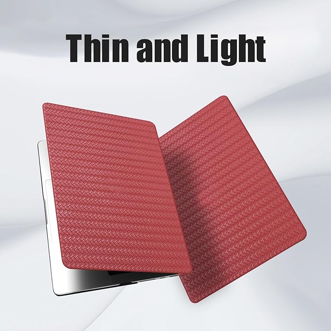 DTangLsm for MacBook Pro 13 inch Case 2026-2016 M2 M1 A2338 A2289 A2251 A2159 A1989 A1706 A1708, Woven Textured Leather Hard Cover for MacBook Pro 13 Case + Keyboard Cover, Has Logo Cutout, Burgandy