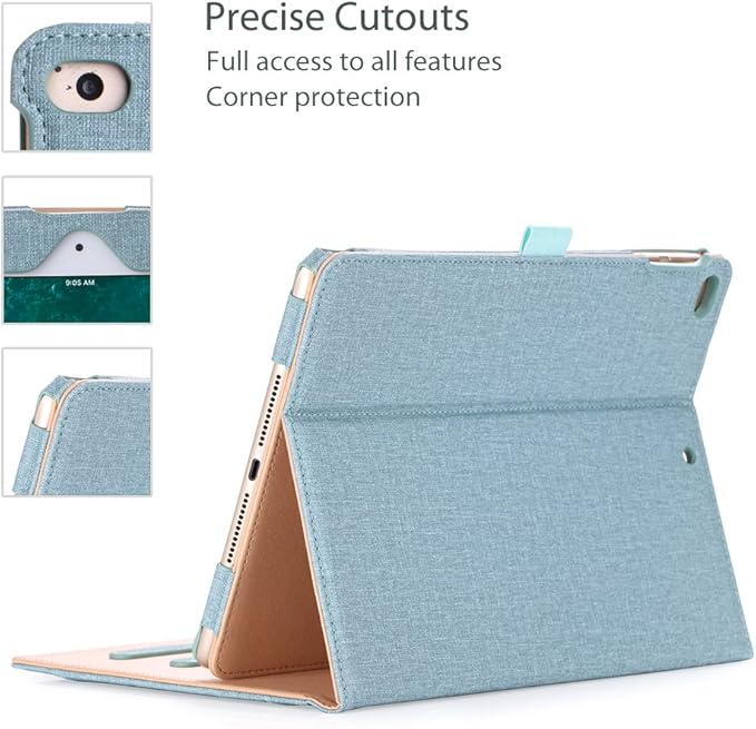 ProCase for iPad 9.7 Inch iPad 6th/5th Generation Case 2018 2017/iPad Air 2/Air 1 Case, Premium Leather Folio Corner Protection Multi-Angle Viewing Stand Cover with Front Pocket Pen Loop -Teal