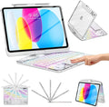 TSQQST Clear Wireless Keyboard Case for iPad (A16) 11th Generation 11-inch 2025/ iPad 10th Generation 10.9-inch 2022 with Pencil Holder & Multi-Touch Trackpad, 7-Color Backlit, 360 Rotatable, White