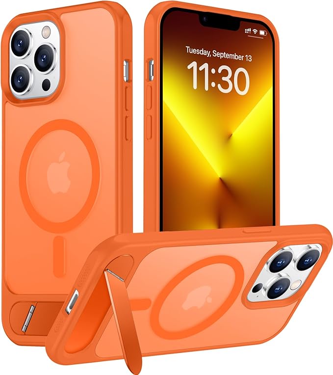 Magnetic Compatible with iPhone 13 Pro Max Case, [Built-in Invisible Kickstand][Compatible with MagSafe][Military Grade Shockproof] Slim Translucent Matte Phone Case for iPhone 13 Pro Max 6.7"