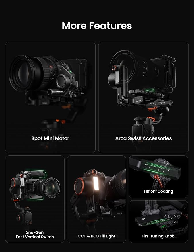 Hohem iSteady MT3 Pro 3-Axis Gimbal Stabilizer for Camera, AI Tracker with CCT/RGB Light, for Mirrorless/Pocket/Action Camera/Smartphone, Detachable Touchscreen Control, for Canon/Nikon/Sony/Fujifilm