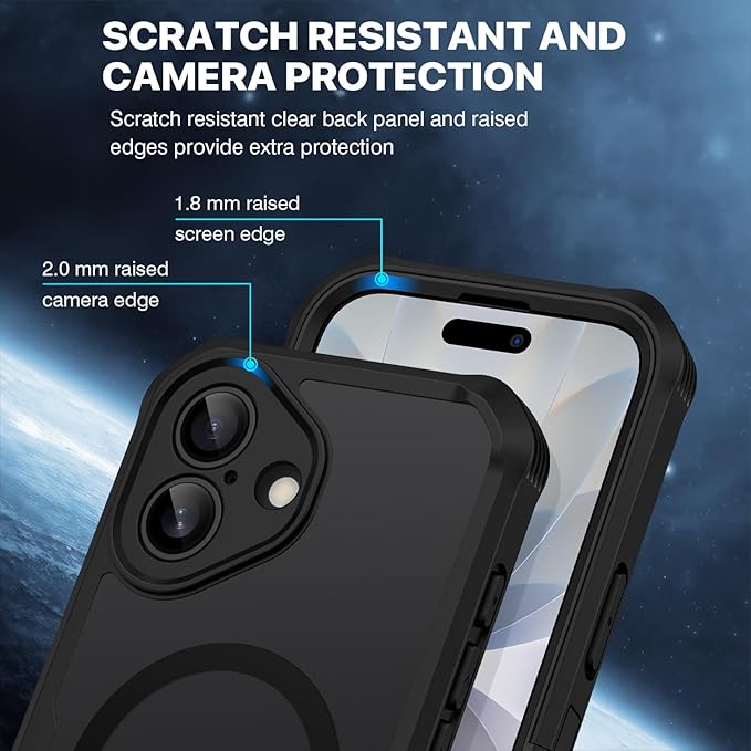 CENHUFO Magnetic Privacy for iPhone 17 Case [Compatible with Magsafe] Full Body Phone Case Built-in 9H Tempered Glass Privacy Screen Protector Camera Protection Shockproof Bumper Clear Cover -Black