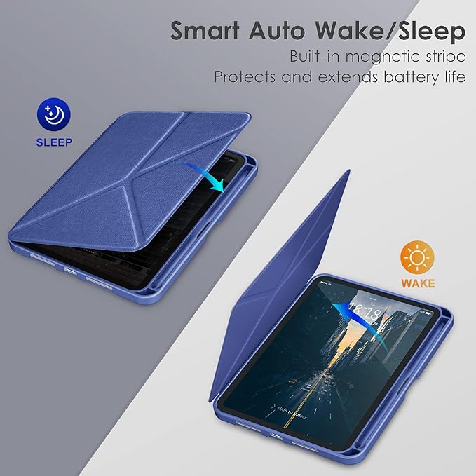 DTTO Case for iPad mini 7 (A17 Pro) 2024 / iPad mini 6 2021 8.3 inch with Pencil Holder, Multi-Angle Magnetic Standing Cover for iPad mini 7th/6th Generation [Auto Wake/Sleep], Dark Blue