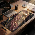 AQQA Purple Marble Desk Pad - Abstract Gold Foil Large Gaming Mouse Pad - XL Non-Slip Rubber Base Keyboard Mat - Aesthetic Desk Mat for Office & Home Decor - Extended Water-Resistant Table Protector