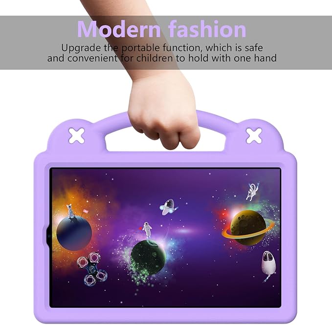 AKABEILA Compatible with Samsung Galaxy Tab A 10.1(2019)/Lenovo Tab M10 HD 2nd Gen/Tab K10/M10 Plus 10.3 inch Tablet Case, Kids Case with Shoulder Strap & Stand Handle Light Purple