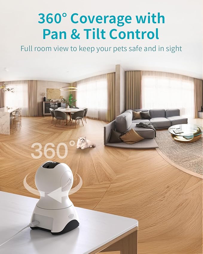 VIMTAG 4K UHD Pan/Tilt Cameras for Home Security, Wired Indoor Camera for Pet/Dog/Cat/Baby/Nanny with Phone App, Motion Tracking, Night Vision, 2-Way Audio, AI Detection, 5G/2.4G WiFi, Works w/Alexa