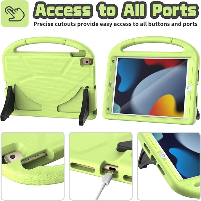 YIHE Kids Case for iPad 9th/8th/7th Generation, iPad Pro 10.5 & Air 3, Shockproof Protective Cover with Handle Stand & Screen Protector for 10.2/10.5 Inch iPads, Light Green