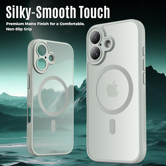 Symcele Designed for iPhone 17 Case, Compatible with MagSafe, [Camera Protection] [15FT Military Droptection] Shockproof Translucent Matte Anti-Slip Phone Case, 6.3", Calke Green