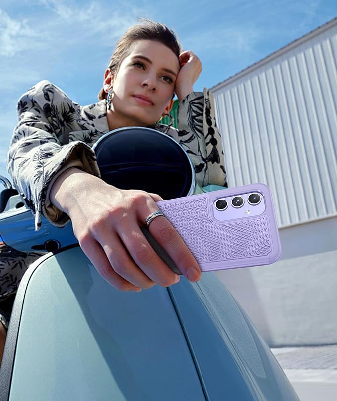 FNTCASE for Galaxy A54-5G Phone Case: Samsung A54 5G Military Grade Drop Protection, 14ft Drop Tested, Screen Protector Included, Anti-Slip Textured, TPU+PC Dual Layer Shockproof Cover (Light Purple)