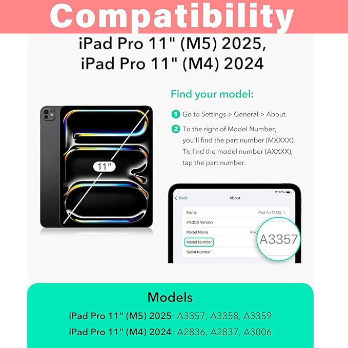 Kids Case for iPad Pro 11 inch M5/M4 (2025/2024) with Kickstand/Pencil Holder/Handle Stand Lightweight Soft EVA Foam Shockproof Heavy Duty Rugged Protection Kids Girls Boys Cover, Rose