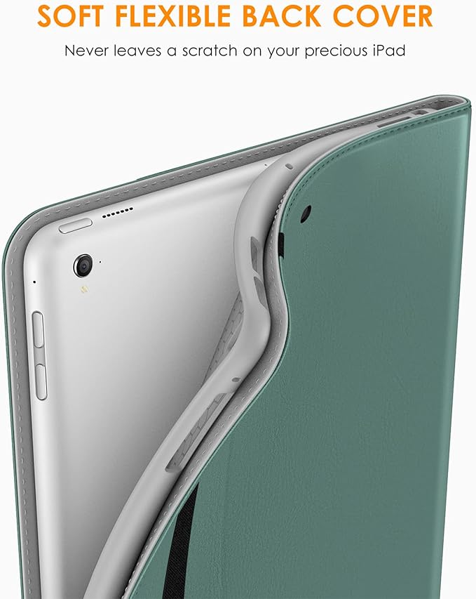 DTTO for iPad 9.7 Inch 5th/6th Generation 2018/2017 Case with Apple Pencil Holder, Premium Leather Folio Stand Cover Case for Apple iPad 9.7 inch, Also Fit iPad Pro 9.7/Air 2/Air - Midnight Green