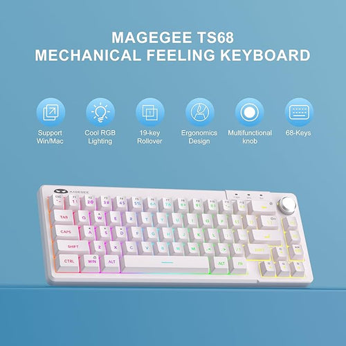MageGee Mini 60% Gaming Keyboard, RGB Backlit Ultra-Compact Keyboard, TS68 Ergonomic Waterproof Mechanical Feeling Office Computer Keyboards for PC, MAC, PS4, Xbox ONE Gamer