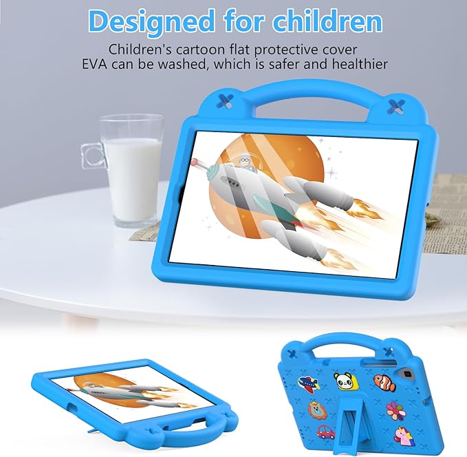 AKABEILA Compatible with Samsung Galaxy Tab A 10.1(2019)/Lenovo Tab M10 HD 2nd Gen/Tab K10/M10 Plus 10.3 inch Tablet Case, Kids Case with Shoulder Strap & Stand Handle for Girl Kid Gift Sky Blue