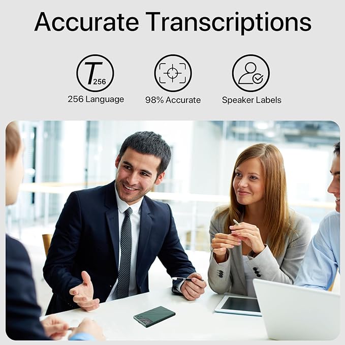 AI Voice Recorder, ChatGPT Transcribe & Summarize, 112 Languages Digital Voice Recorder, Noise Reduction Portable Dictaphone, 64GB HD Recording Device for Meetings, Lectures, Calls, Interviews