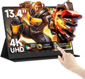 AYY 4k Portable Monitor Touchscreen, 13.4" 3840x2160 Second Screen 100% sRGB,400cd HDR USB C Ultra Slim IPS Laptop Monitor, for Mac Switch