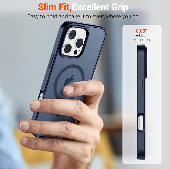 SUPFINE Magnetic for iPhone 16 Pro Case (Compatible with MagSafe) (Military Grade Drop Protection) Translucent Matte Shockproof Phone Cover,Dark Blue