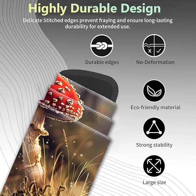 Extended Non-Slip Mouse Pad + Mouse Wrist Rest + Lace-Shaped Coaster Set, Ergonomic Design, Suitable for Desk and Home Gaming Table Mat, Hamsters and Mushrooms
