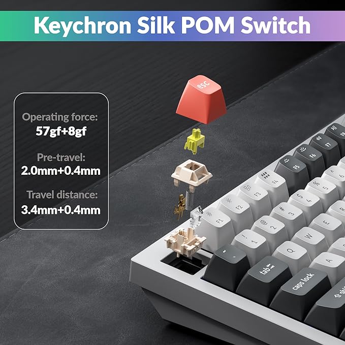 Keychron Q1 Ultra 8K 75% Wireless Mechanical Keyboard, Aluminum Hot-Swappable RGB, Banana Switch, 82 Keys, 600h Battery Life, 2.4GHz/Bluetooth/Wired, ZMK Programmable, Mac Windows Linux – White