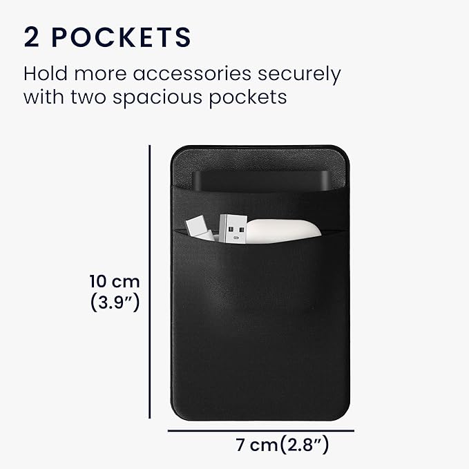 kwmobile Elastic Sleeve Compatible with SanDisk Portable SSD, Samsung T7, Crucial X8, HDD Case - Stretchy Elastane Adhesive External SSD Holder - 10x7cm & 8x7cm Pockets - Black Matte