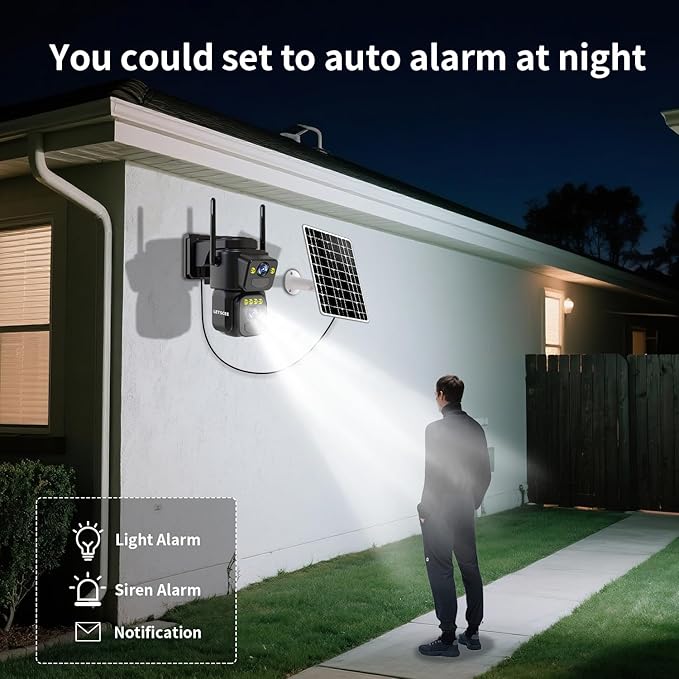 LETSCEE Security Cameras Outdoor WiFi,5G/2.4G Cameras for Home Security Solar Power with Dual Lens,Motion Detection,Night Vision,2-Way Audio,Weather Proof,No Subscription Fee