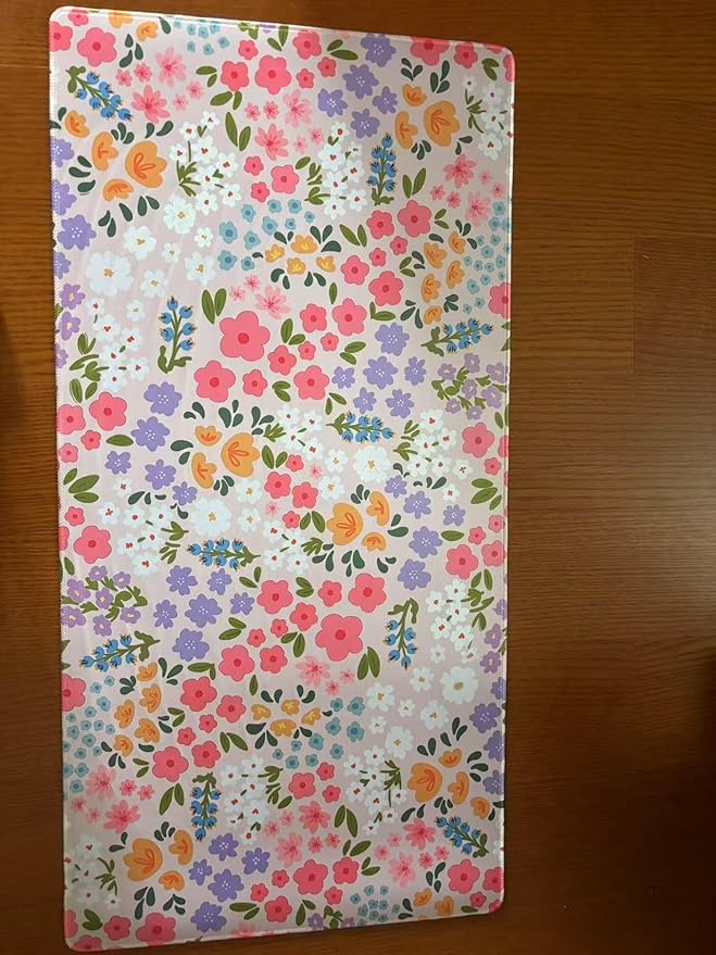 Pink Floral Mouse Pad XXL Large Desk Mat Computer PC Laptop Protector Gaming Mouse Pads Aesthetic Desk Decor for Women Girl