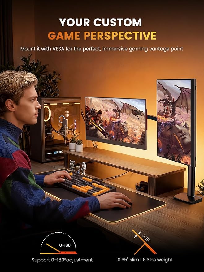 UPERFECT Portable Gaming Monitor 144Hz 2.5K, 16” 100% DCI-P3 QLED Portable Monitor, 400 Nits FreeSync Monitor, USB-C & MINI HDMI, VESA & Case, Travel Second Screen for Laptop, Computer, Game Consoles