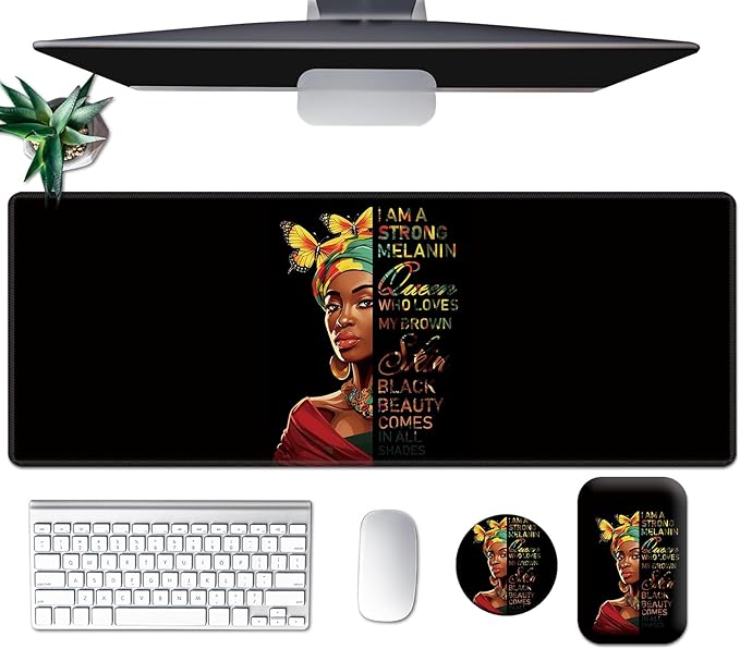 Large Mouse Pad Set, Desk Mat + Elbow Rest Pad + Coaster, Easy Typing Pain Relief, Ergonomic Arm Rest Pad with Memory Foam, Extended Desk Pad Anti-Slip Rubber Base for Office Home,Black Women