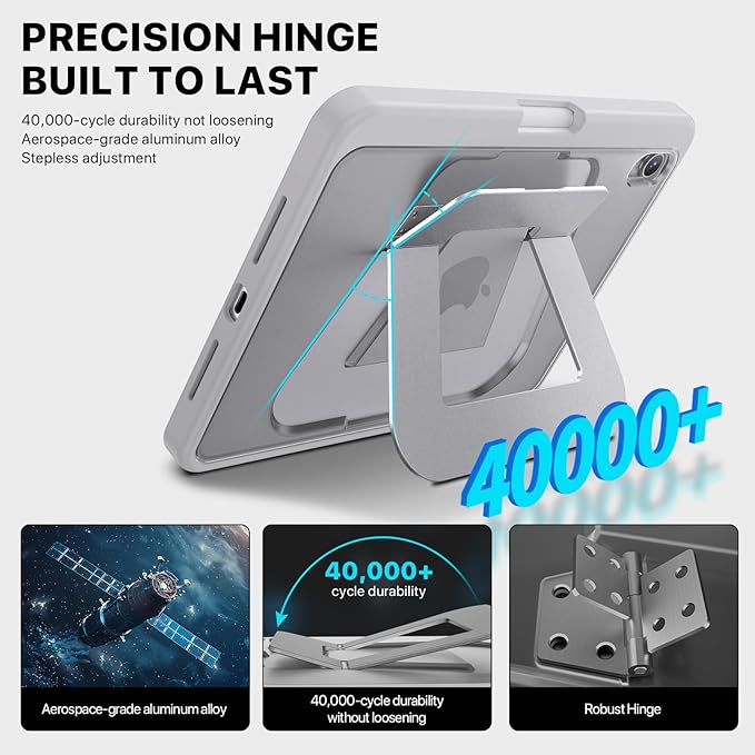 iPad mini Case for A17 Pro/6th Gen, Dual Kickstand Protective Cover with Apple Pencil Holder for 8.3” iPad mini (Grey, iPad mini A17 Pro/6th)