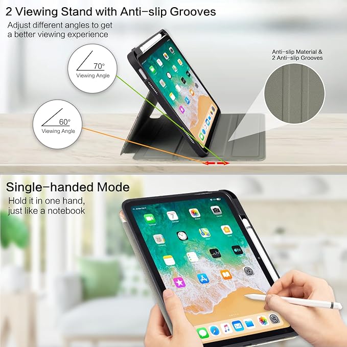 Vimorco for iPad A16 Case 11-inch 2025, for iPad (A16) 11th/10th Generation Case Pencil Holder, Typing Stand & 4 Viewing Angles, Faux Leather Slim Cover, Auto Sleep/Wake, Dragonfly Flower