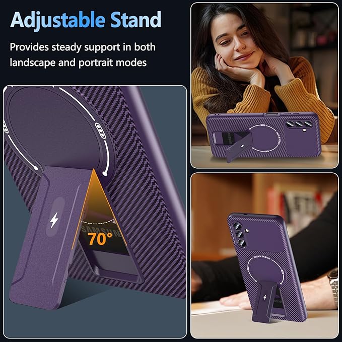 OWKEY Case Samsung Galaxy A13 5G, Magnetic Phone Case with Stand & Screen Protector, Anti-Fingerprint Shockproof Protective Case for Samsung A13 (Purple)