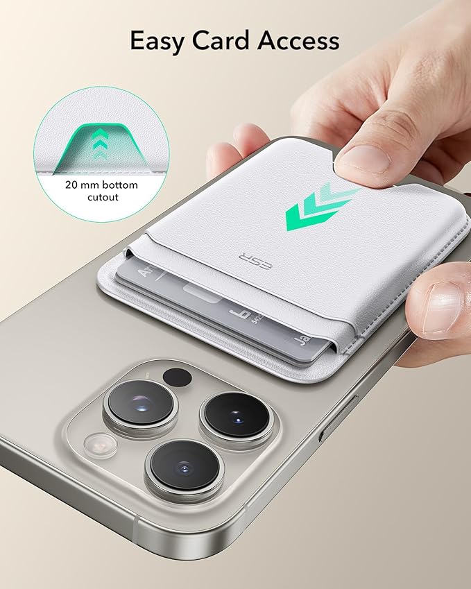 ESR for MagSafe Wallet, 5 Card Holder with RFID Blocking, MagSafe Sticker Included, Slim Magnetic Wallet for iPhone 17e/17/16/15/14/13/12 Series and Selected Samsung Devices, Not for 13/12 Mini, White