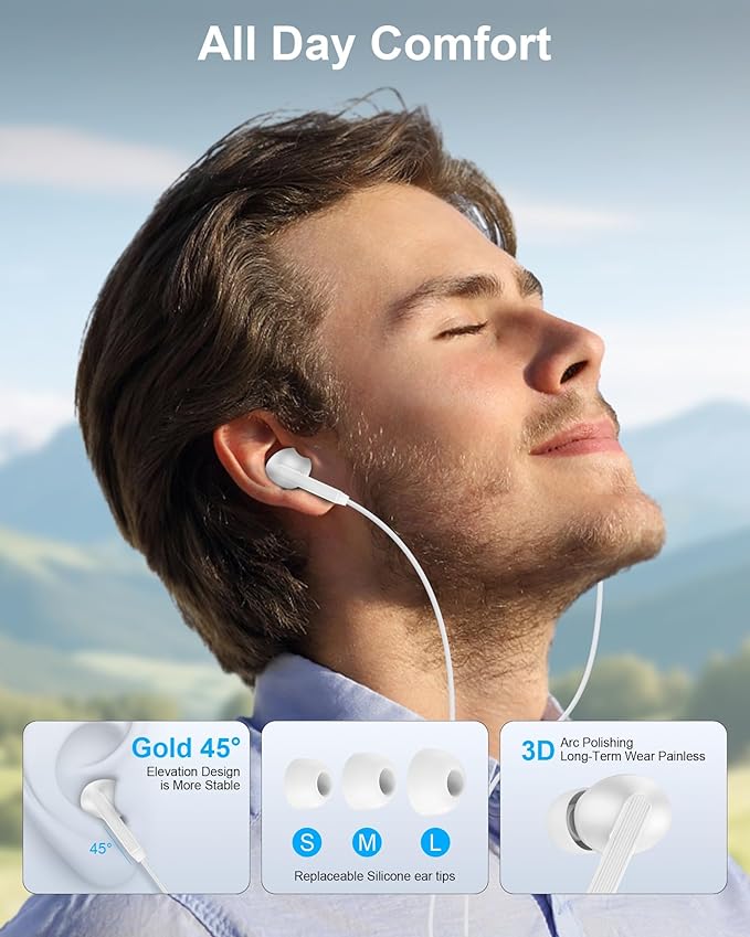 Earbuds Wired for iPhone 17e 17 Pro Max 17Pro Air Pods 16e 16 15 Plus, USB C Headphones Ear Buds Apple Corded USB C Earbuds with Microphone, USBC in-Ear Type C Earphones Android Noise Cancelling Bud