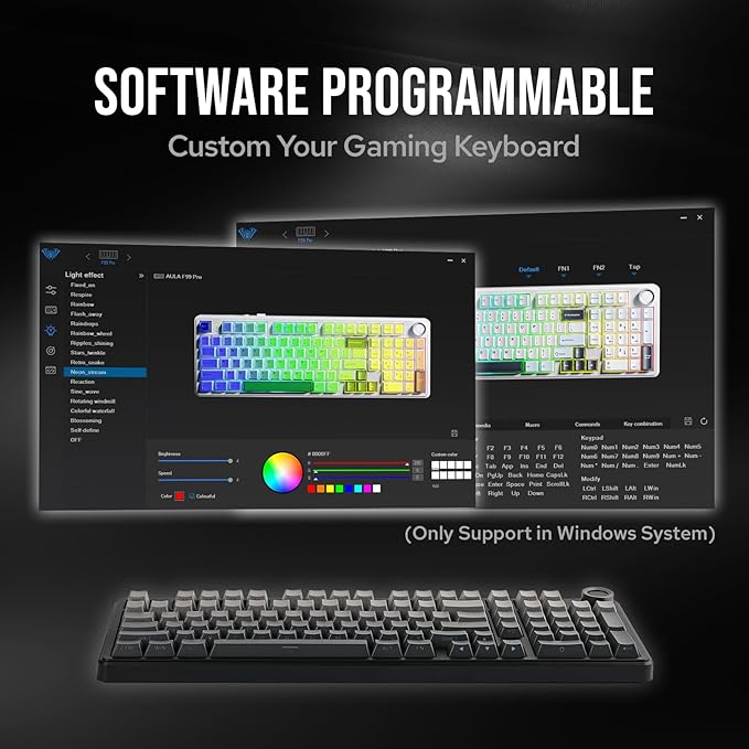 MechLands Aula F99 PRO 96% Mechanical Gaming Keyboard, BT5.0/USB-C/2.4GHz Wireless, Hot Swappable Gasket Custom Keyboard with 8000mAH Battery, Rotary Knob, RGB Backlit for Win/Mac (Grey)