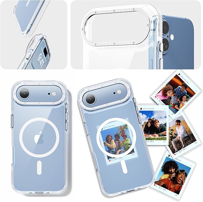 toushion 3 in 1 for iPhone Air Case Clear Bumper,Fits MagSafe, Yellowing-Resistant Acrylic Back, Shockproof Guard Corners, Military-Grade Protection for Phone Cover 6.5 inch