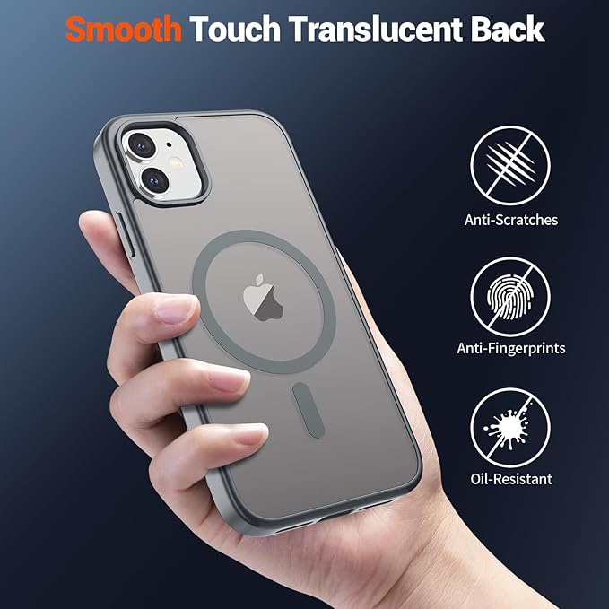 SUPFINE Magnetic for iPhone 12 Mini Case & iPhone 13 Mini Case (Compatible with MagSafe) (Military Grade Drop Protection) Slim Translucent Matte Shockproof Phone Cover,Gray