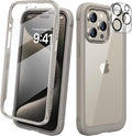 Diaclara Designed for iPhone 15 Pro Case, [Military-Grade Drop Proof] Full-Body Bump Case with Built-in Shockproof Screen Protector, [Camera Lens Protector] for iPhone 15 Pro 6.1"(Natural Titanium)