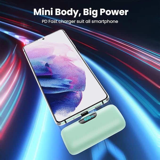 [2-Pack] Mini Portable Charger 5000mAh Power Bank,3A PD USB C Cell Phone Portable Power, LCD Display Battery Pack Compatible with iPhone 17/17 Air/16/16 pro/15/15 pro Max/Android/Samsung/Moto/LG etc