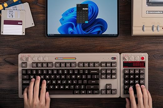 8BitDo Retro 18 Mechanical Numpad, Supports Calculator Mode, Bluetooth/2.4G/Wired Numpad for Windows and Android - C64 Edition